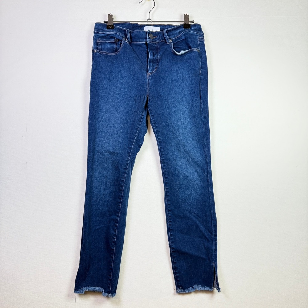 LOFT Blue Raw Hem Side Slit Skinny Jeans 6P 28